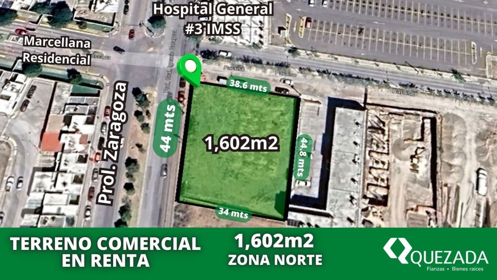 Terreno comercial en renta, zona Norte