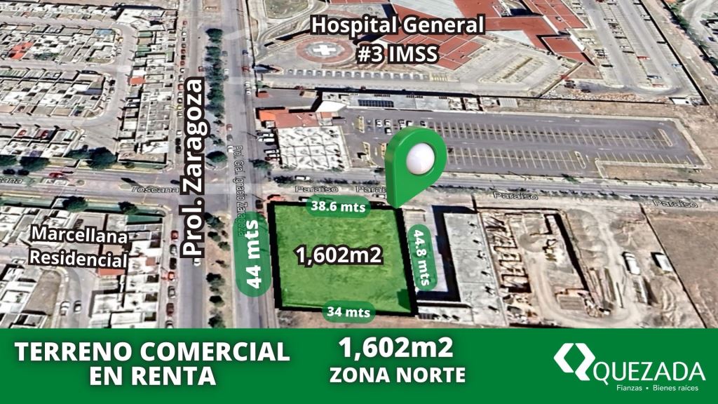 Terreno comercial en renta, zona Norte
