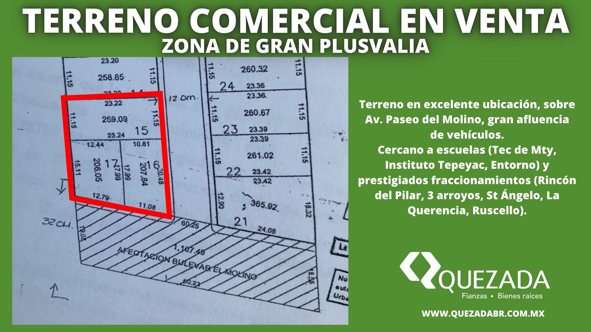 Terreno comercial en esquina 675m2