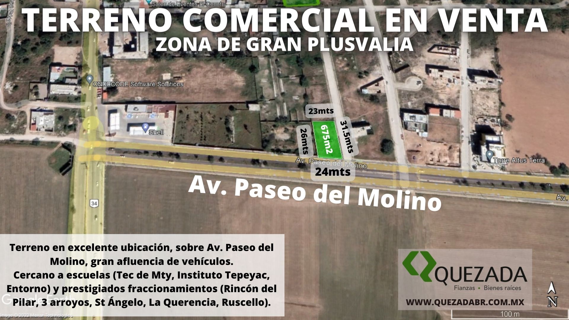 Terreno comercial en esquina 675m2